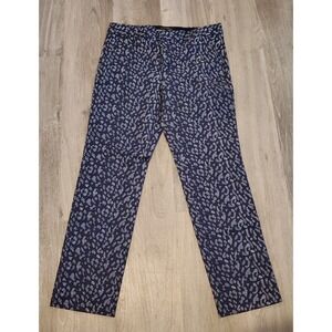Banana Republic Womens Blue White Animal Print Chino Ryan Pants Size 8 Leopard